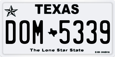 TX license plate DOM5339