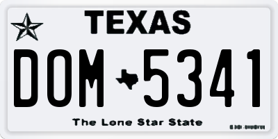 TX license plate DOM5341