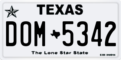 TX license plate DOM5342