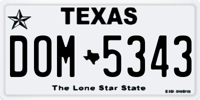 TX license plate DOM5343