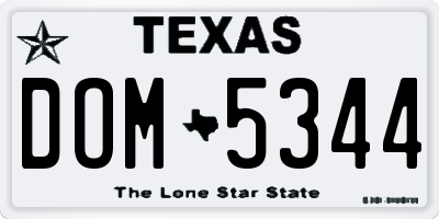 TX license plate DOM5344