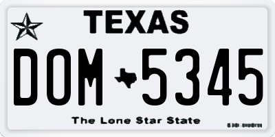 TX license plate DOM5345