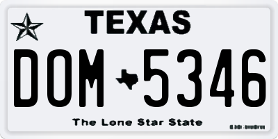 TX license plate DOM5346
