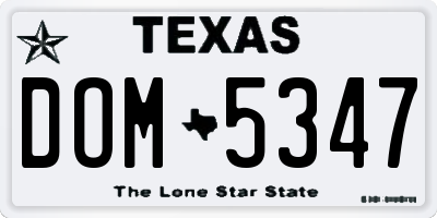 TX license plate DOM5347