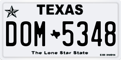 TX license plate DOM5348