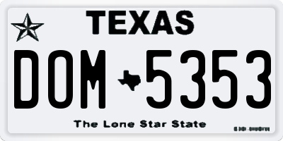 TX license plate DOM5353