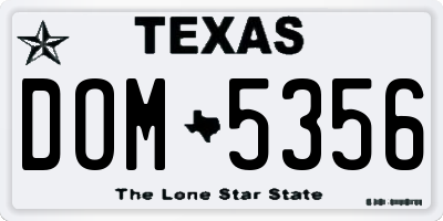 TX license plate DOM5356