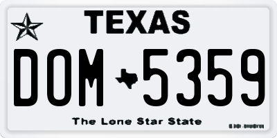 TX license plate DOM5359