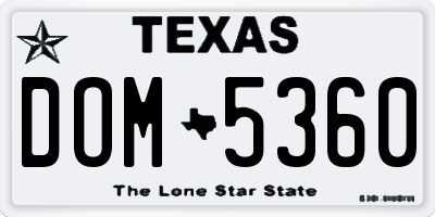 TX license plate DOM5360