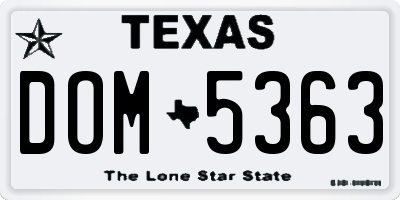 TX license plate DOM5363