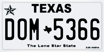 TX license plate DOM5366
