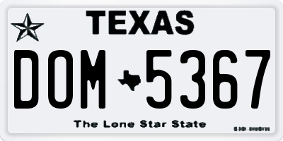 TX license plate DOM5367