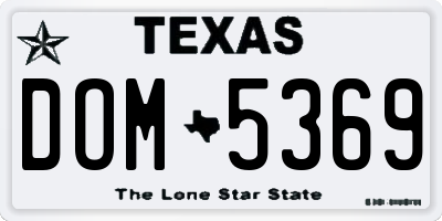 TX license plate DOM5369
