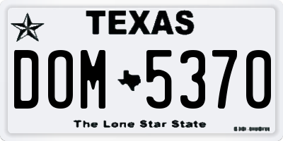 TX license plate DOM5370