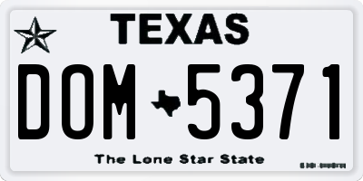 TX license plate DOM5371