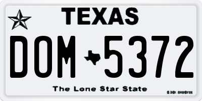 TX license plate DOM5372