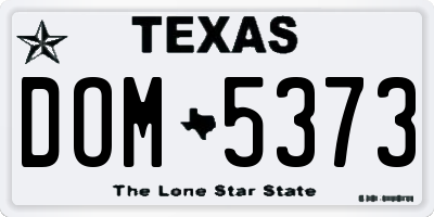 TX license plate DOM5373