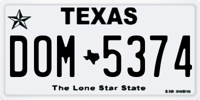 TX license plate DOM5374