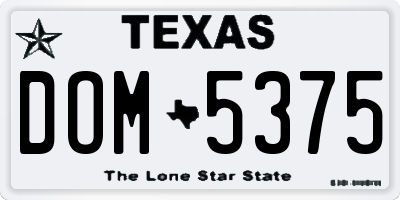 TX license plate DOM5375