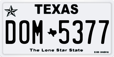 TX license plate DOM5377