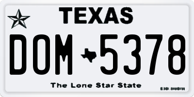 TX license plate DOM5378