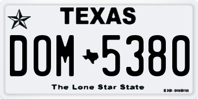 TX license plate DOM5380