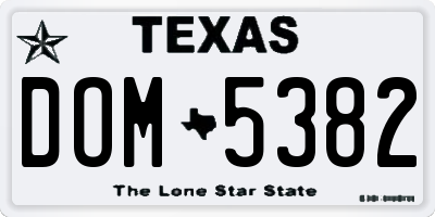 TX license plate DOM5382