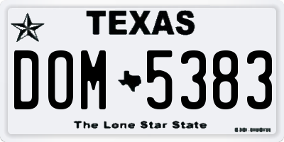 TX license plate DOM5383