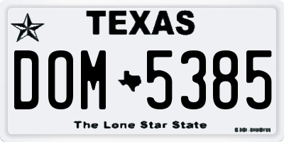 TX license plate DOM5385