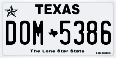 TX license plate DOM5386