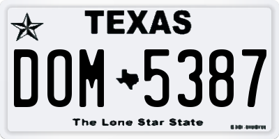 TX license plate DOM5387