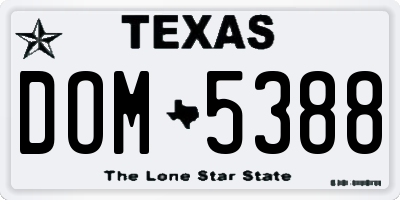 TX license plate DOM5388