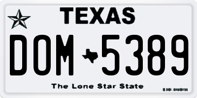 TX license plate DOM5389