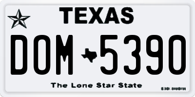 TX license plate DOM5390