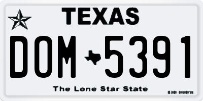 TX license plate DOM5391