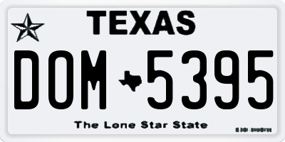 TX license plate DOM5395