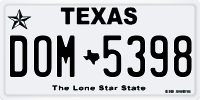 TX license plate DOM5398