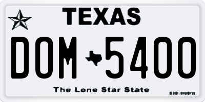 TX license plate DOM5400