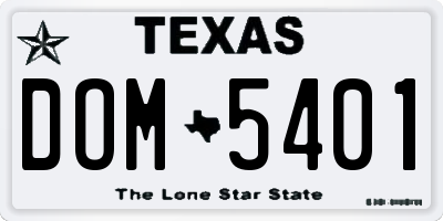TX license plate DOM5401