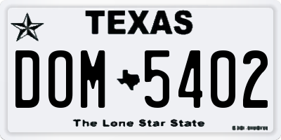 TX license plate DOM5402