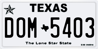 TX license plate DOM5403