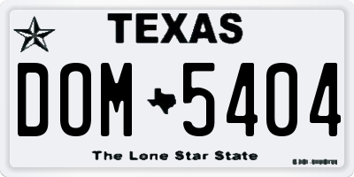TX license plate DOM5404
