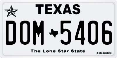 TX license plate DOM5406