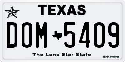 TX license plate DOM5409