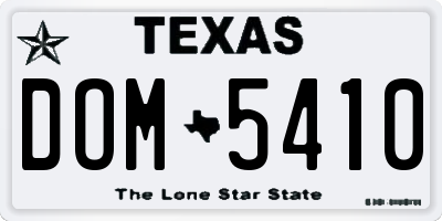 TX license plate DOM5410