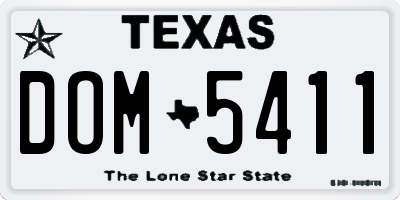 TX license plate DOM5411