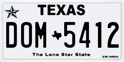 TX license plate DOM5412
