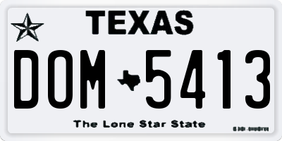 TX license plate DOM5413