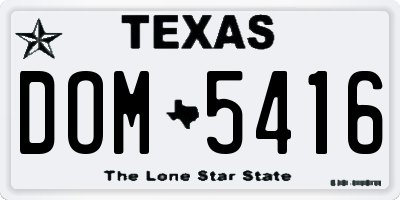 TX license plate DOM5416