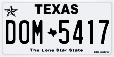 TX license plate DOM5417